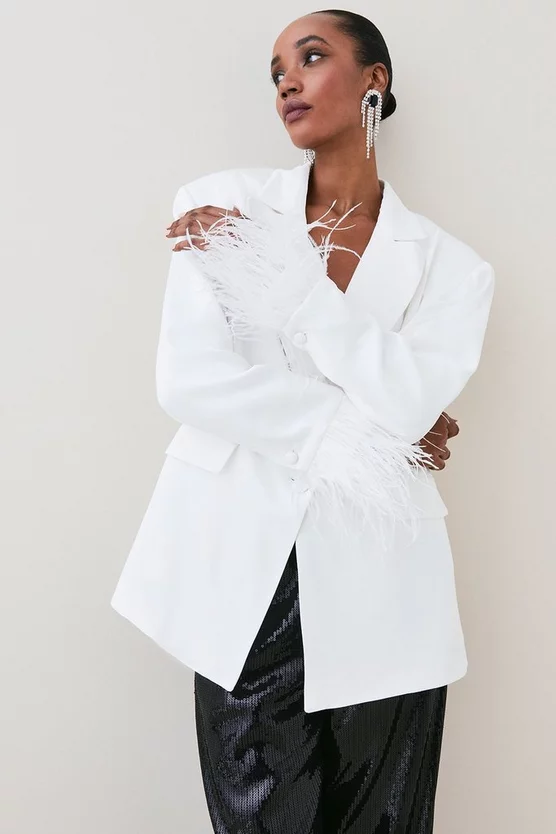 Top 10 ❤️ Karen Millen Satin Single Breasted Feather Cuff Blazer 😀 8 Top 10 ❤️ Karen Millen Satin Single Breasted Feather Cuff Blazer 😀 - Image 6