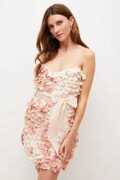 Promo 🧨 Karen Millen Applique Cross Back Woven Mini 👗 Dress 🎁 -Occasionwear Popular Store womens blush applique cross back woven mini dress