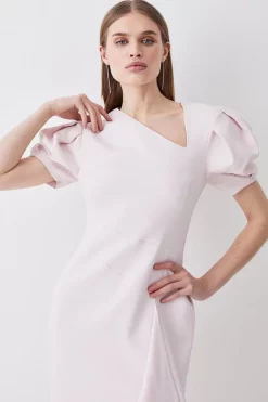 Top 10 ⭐ Karen Millen Compact Stretch Viscose Drape Detail Pencil Midi 👗 Dress - blush ⭐ -Occasionwear Popular Store womens blush compact stretch viscose drape detail pencil midi dress