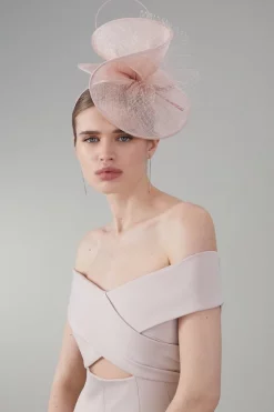 Flash Sale 💯 Karen Millen Lace Trim Detail Fascinator 😉 -Occasionwear Popular Store womens blush lace trim detail fascinator 1