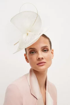 Flash Sale 💯 Karen Millen Lace Trim Detail Fascinator 😉 -Occasionwear Popular Store womens blush lace trim detail fascinator