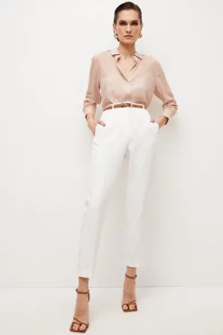 Outlet 👍 Karen Millen Relaxed Tailored Belted Slim Leg Trouser 🤩 -Occasionwear Popular Store womens blush relaxed tailored belted slim leg trouser