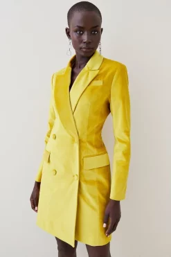 Top 10 😍 Karen Millen Velvet Longline Tailored Double Breasted Mini 👗 Dress 👏 -Occasionwear Popular Store womens blush velvet longline tailored double breasted mini dress 1