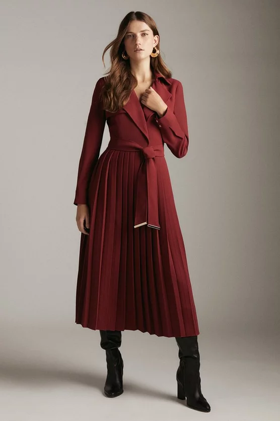 Hot Sale 🌟 Karen Millen Long Sleeve Woven Pleated Midi Trench 👗 Dress 😍 10 Hot Sale 🌟 Karen Millen Long Sleeve Woven Pleated Midi Trench 👗 Dress 😍 - Image 8