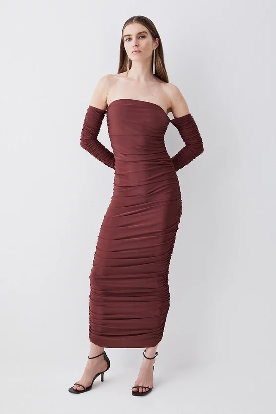 Promo 🎉 Karen Millen Tall Gathered Slinky Bardot Maxi 👗 Dress - chocolate 💯 8 Promo 🎉 Karen Millen Tall Gathered Slinky Bardot Maxi 👗 Dress - chocolate 💯 - Image 6