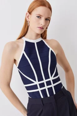 Cheapest 🥰 Karen Millen Bandage Knit Contrast Halter Top 😀 16 Cheapest 🥰 Karen Millen Bandage Knit Contrast Halter Top 😀 -Occasionwear Popular Store womens cobalt bandage knit contrast halter top 1 2