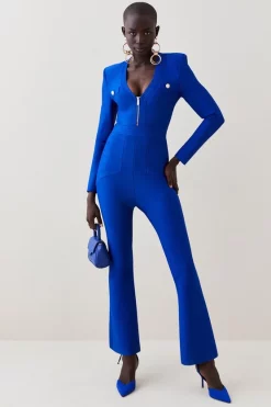Brand new 😉 Karen Millen Bandage Long Sleeve Knitted Jumpsuit 😀 -Occasionwear Popular Store womens cobalt bandage long sleeve knitted jumpsuit