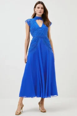 Promo ✨ Karen Millen Cornelli Embellished Cap Sleeve Woven Maxi - cobalt ❤️ -Occasionwear Popular Store womens cobalt cornelli embellished cap sleeve woven maxi