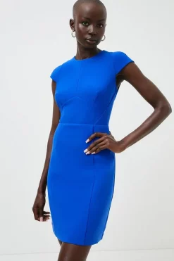 Discount ✔️ Karen Millen Figure Form Cap Sleeve Woven 👗 Dress 🎉 -Occasionwear Popular Store womens cobalt figure form cap sleeve woven dress 1