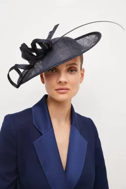 Outlet 🔔 Karen Millen Spiral Trim Disc Fascinator 💯 -Occasionwear Popular Store womens cobalt spiral trim disc fascinator 1