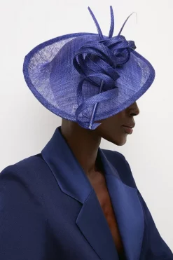 Outlet 🔔 Karen Millen Spiral Trim Disc Fascinator 💯 -Occasionwear Popular Store womens cobalt spiral trim disc fascinator