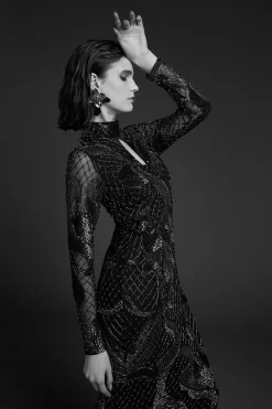 Wholesale 👍 Karen Millen Beaded And Embroidery Key Hole Maxi 👗 Dress - copper 🤩 -Occasionwear Popular Store womens copper beaded and embroidery key hole maxi dress