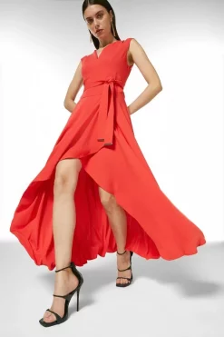 Best Pirce ⭐ Karen Millen Soft Tailored Waterfall Maxi 👗 Dress ⌛ -Occasionwear Popular Store womens coral soft tailored waterfall maxi dress 2