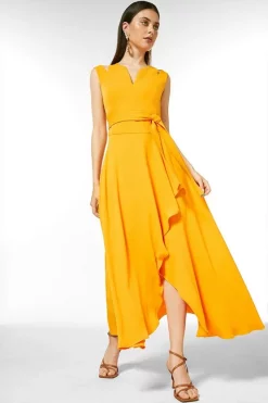 Best Pirce ⭐ Karen Millen Soft Tailored Waterfall Maxi 👗 Dress ⌛ -Occasionwear Popular Store womens coral soft tailored waterfall maxi dress 6
