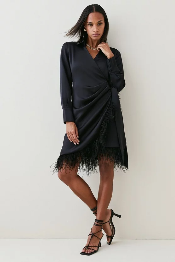 Best Pirce ๐ Karen Millen Satin Back Crepe Feather Hem ๐ Shirt Mini ๐ Dress ๐ฏ 10 Best Pirce ๐ Karen Millen Satin Back Crepe Feather Hem ๐ Shirt Mini ๐ Dress ๐ฏ - Image 8