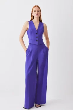 Budget 🎉 Karen Millen Clean Tailored Darted Wide Leg Trouser 👏 -Occasionwear Popular Store womens ecru clean tailored darted wide leg trouser