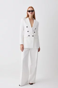 Wholesale 🔥 Karen Millen Clean Tailored Double Breasted Blazer 👏 -Occasionwear Popular Store womens ecru clean tailored double breasted blazer 1
