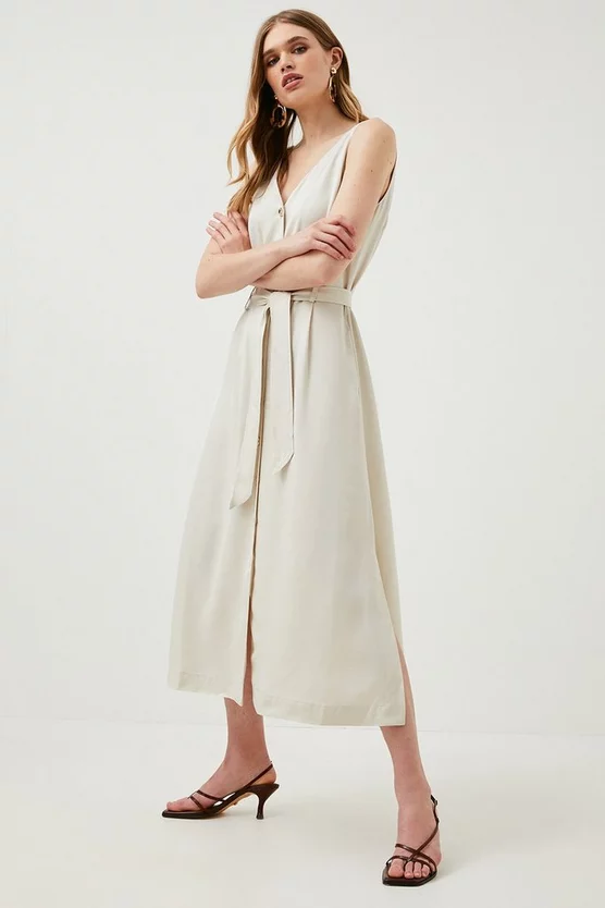 Best Sale 😀 Karen Millen Linen Viscose Woven Midi 👗 Dress 👍 7 Best Sale 😀 Karen Millen Linen Viscose Woven Midi 👗 Dress 👍 - Image 5