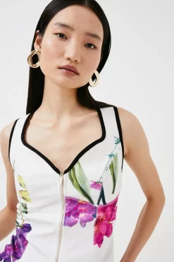 Best reviews of 🔥 Karen Millen Floral Figure Form Zip Front Bodice Top 👏 -Occasionwear Popular Store womens floral floral figure form zip front bodice top