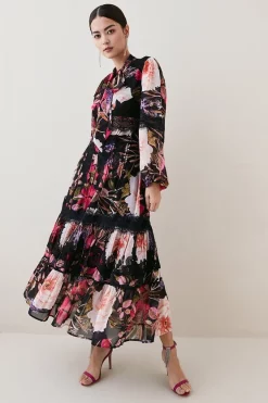 Outlet 👏 Karen Millen Floral Mixed Lace & Embroidery Midaxi 👗 Dress 🔥 -Occasionwear Popular Store womens floral floral mixed lace embroidery midaxi dress