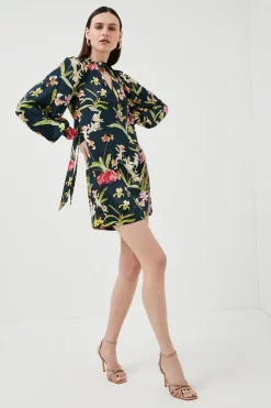 Cheap ❤️ Karen Millen Floral Print Tie Detail Woven Shift 👗 Dress 😉 -Occasionwear Popular Store womens floral floral print tie detail woven shift dress