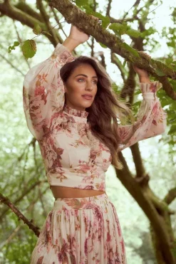 Buy ⭐ Karen Millen Lydia Millen Floral Ruffle Chiffon Blouse 🎉 -Occasionwear Popular Store womens floral lydia millen floral ruffle chiffon blouse