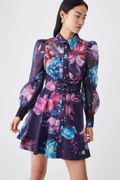Buy 😍 Karen Millen Pressed Floral Organdie Mini 👗 Dress ❤️ -Occasionwear Popular Store womens floral pressed floral organdie mini dress