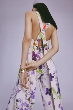 Best reviews of 🌟 Karen Millen Scattering Viola and Tulipa Floral Compact Viscose Cross Back Top 🛒 -Occasionwear Popular Store womens floral scattering viola and tulipa floral compact viscose cross back top