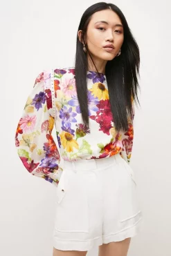Best deal 🔔 Karen Millen Silk Cotton Vibrant Floral Woven Blouse ✔️ 11 Best deal 🔔 Karen Millen Silk Cotton Vibrant Floral Woven Blouse ✔️ -Occasionwear Popular Store womens floral silk cotton vibrant floral woven blouse