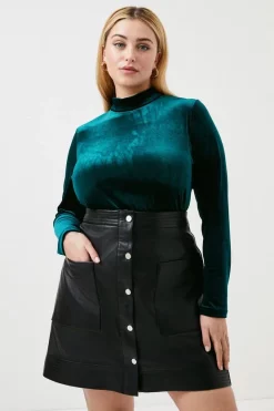 Cheap 😍 Karen Millen Stretch Plus Size Velvet Polo Jersey Top 😍 -Occasionwear Popular Store womens forest stretch plus size velvet polo jersey top