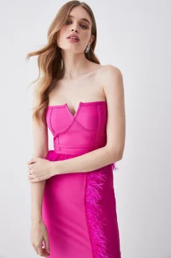 Cheap 🔔 Karen Millen Bandage Feather Trim Corset Style Top Co-ord - fuchsia ✔️ 11 Cheap 🔔 Karen Millen Bandage Feather Trim Corset Style Top Co-ord - fuchsia ✔️ -Occasionwear Popular Store womens fuchsia bandage feather trim corset style top co ord