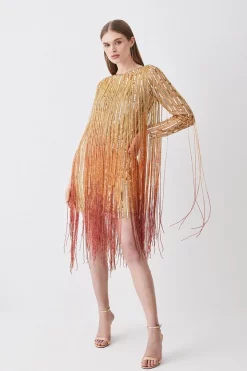 Flash Sale ๐ Karen Millen Beaded Fringed Woven Mini ๐ Dress ๐งจ 15 Flash Sale ๐ Karen Millen Beaded Fringed Woven Mini ๐ Dress ๐งจ -Occasionwear Popular Store womens gold beaded fringed woven mini dress
