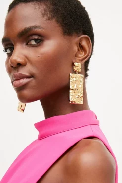 Best Pirce ❤️ Karen Millen Gold Plated Rectangular Statement Earrings ✨ 11 Best Pirce ❤️ Karen Millen Gold Plated Rectangular Statement Earrings ✨ -Occasionwear Popular Store womens gold gold plated rectangular statement earrings