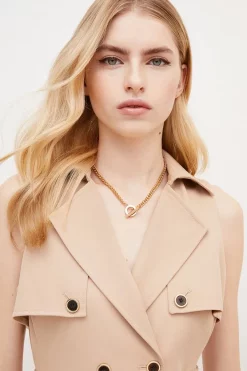 Budget ✨ Karen Millen Gold Plated T Bar Necklace ⌛ -Occasionwear Popular Store womens gold gold plated t bar necklace