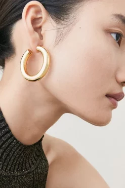 Cheap 🎉 Karen Millen Gold Plated Timeless Hoop Earrings 🤩 -Occasionwear Popular Store womens gold gold plated timeless hoop earrings