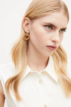 Hot Sale 🎉 Karen Millen Gold Plated Twisted Earrings 🛒 -Occasionwear Popular Store womens gold gold plated twisted earrings