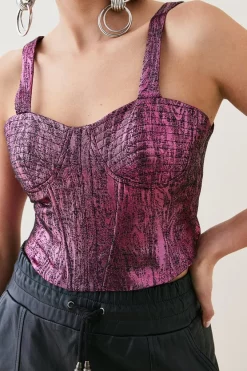 Brand new 🎁 Karen Millen Jacquard Corset Top 🧨 -Occasionwear Popular Store womens gold jacquard corset top