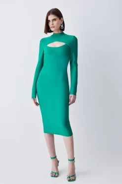 Brand new 🧨 Karen Millen Bandage Cut Out Detail Midi 👗 Dress - green 🧨 -Occasionwear Popular Store womens green bandage cut out detail midi dress