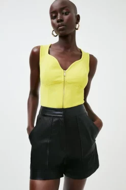 Best reviews of 😀 Karen Millen Figure Form Zip Front Bodice Top 💯 -Occasionwear Popular Store womens green figure form zip front bodice top 1