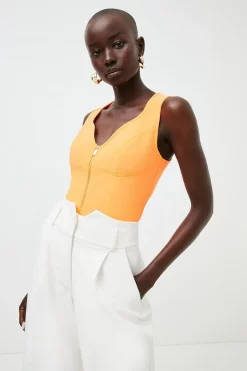 Best reviews of 😀 Karen Millen Figure Form Zip Front Bodice Top 💯 -Occasionwear Popular Store womens green figure form zip front bodice top