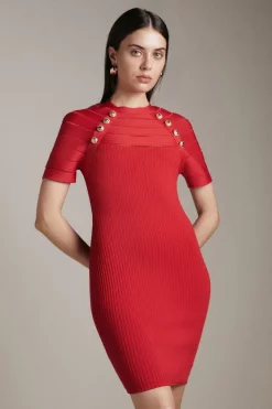 Brand new 😍 Karen Millen Military Trim Bandage 👗 Dress 🔔 -Occasionwear Popular Store womens green military trim bandage dress