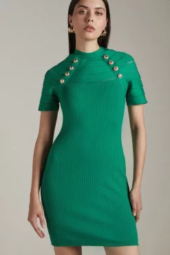 Brand new 😍 Karen Millen Military Trim Bandage 👗 Dress 🔔 -Occasionwear Popular Store womens green military trim bandage dress 1 1