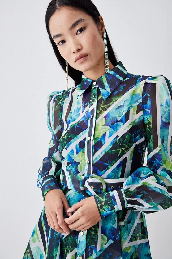 Brand new ๐ฏ Karen Millen Patchwork Floral Organdie Mini ๐ Dress - green โค๏ธ 8 Brand new ๐ฏ Karen Millen Patchwork Floral Organdie Mini ๐ Dress - green โค๏ธ - Image 7