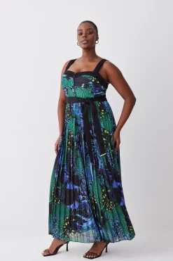 Wholesale 🎉 Karen Millen Plus Size Top Stitch Pleated Butterfly Woven Midi 👗 Dress - green ⭐ -Occasionwear Popular Store womens green plus size top stitch pleated butterfly woven midi dress