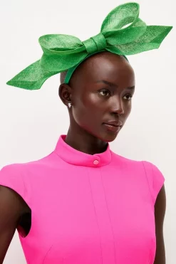 Flash Sale 😍 Karen Millen Sinnamay Bow Headband Fascinator ✨ -Occasionwear Popular Store womens green sinnamay bow headband fascinator 4