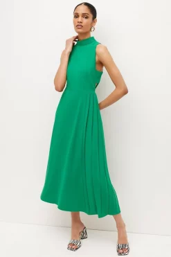 Best Pirce 🧨 Karen Millen Soft Tailored Pleated Panel Midaxi 👗 Dress 😍 -Occasionwear Popular Store womens green soft tailored pleated panel midaxi dress 5