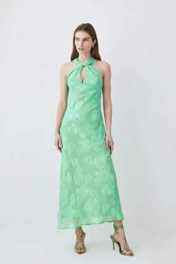 Hot Sale 🤩 Karen Millen Tall Metallic Iridescent Column Midi 👗 Dress - green 👍 -Occasionwear Popular Store womens green tall metallic iridescent column midi dress
