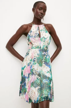 Outlet ๐ Karen Millen Abstract Print Applique Detail Halter ๐ Dress - ivory ๐ 13 Outlet ๐ Karen Millen Abstract Print Applique Detail Halter ๐ Dress - ivory ๐ -Occasionwear Popular Store womens ivory abstract print applique detail halter dress