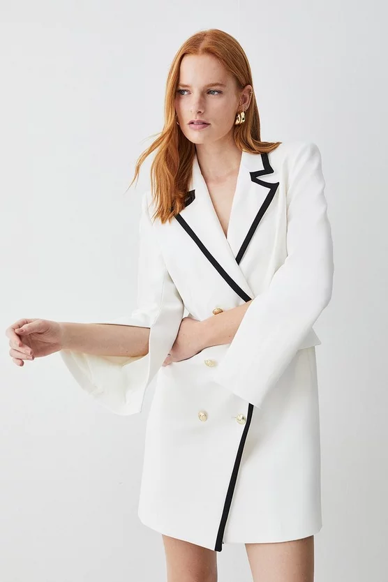 Brand new โญ Karen Millen Compact Stretch Nautical Double Breasted Blazer Mini ๐ Dress - ivory โค๏ธ 8 Brand new โญ Karen Millen Compact Stretch Nautical Double Breasted Blazer Mini ๐ Dress - ivory โค๏ธ - Image 6