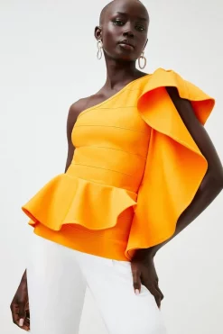 Best Pirce 👍 Karen Millen Drama Frill Bandage Knit Top 😍 -Occasionwear Popular Store womens ivory drama frill bandage knit top 1